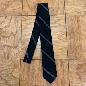 Calvin Klein Black and Gray Striped Tie